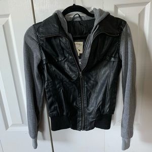 Womens Pac Sun Grunge Double Layer Leather Jacket